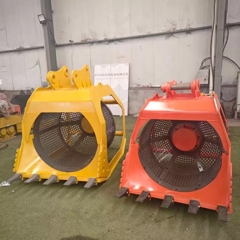 Hydraulicznie napędzana obrotowa łyżka przesiewająca